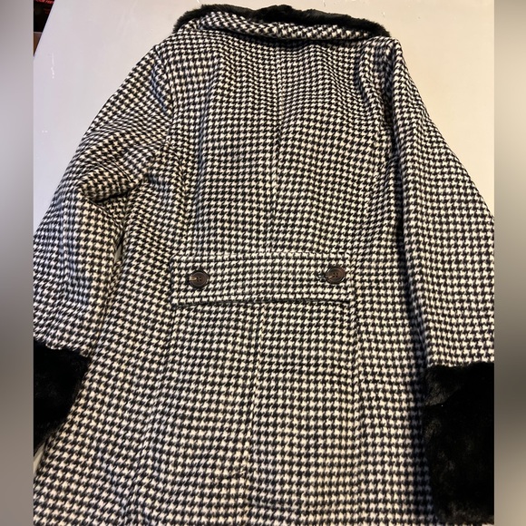 WOMENS URBAN OUTFITTERS HOUNDSTOOTH LONG PEACOAT SIZE XS AND SMALL - Picture 4 of 8